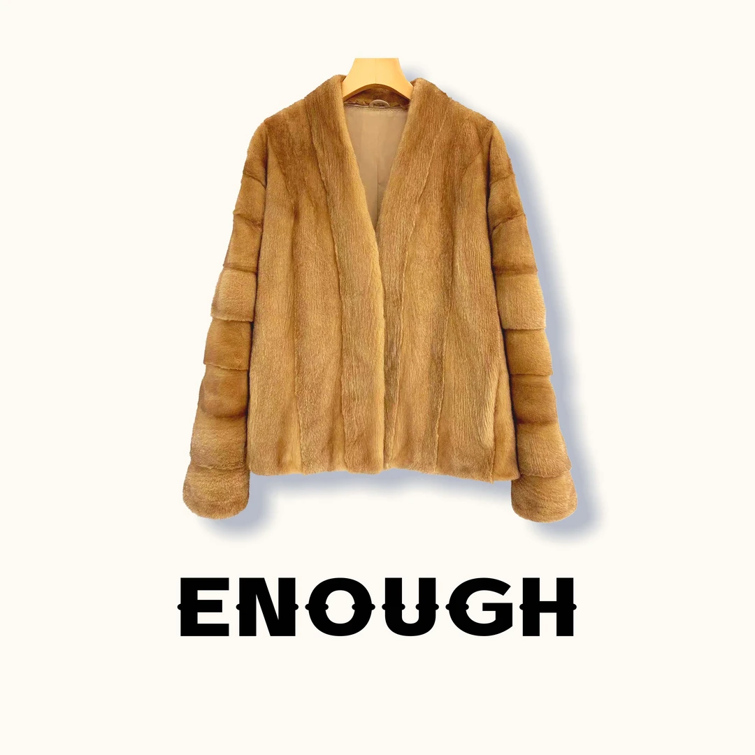 ENOUGH忆娜芙『浮光跃金』新款进口小母全挖削短二横刀貂毛水貂皮草