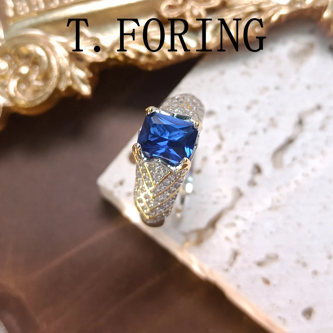 铜合金合成锆石戒指 WHLM-001913【蓝韵之光】戒指气质简约大方精致