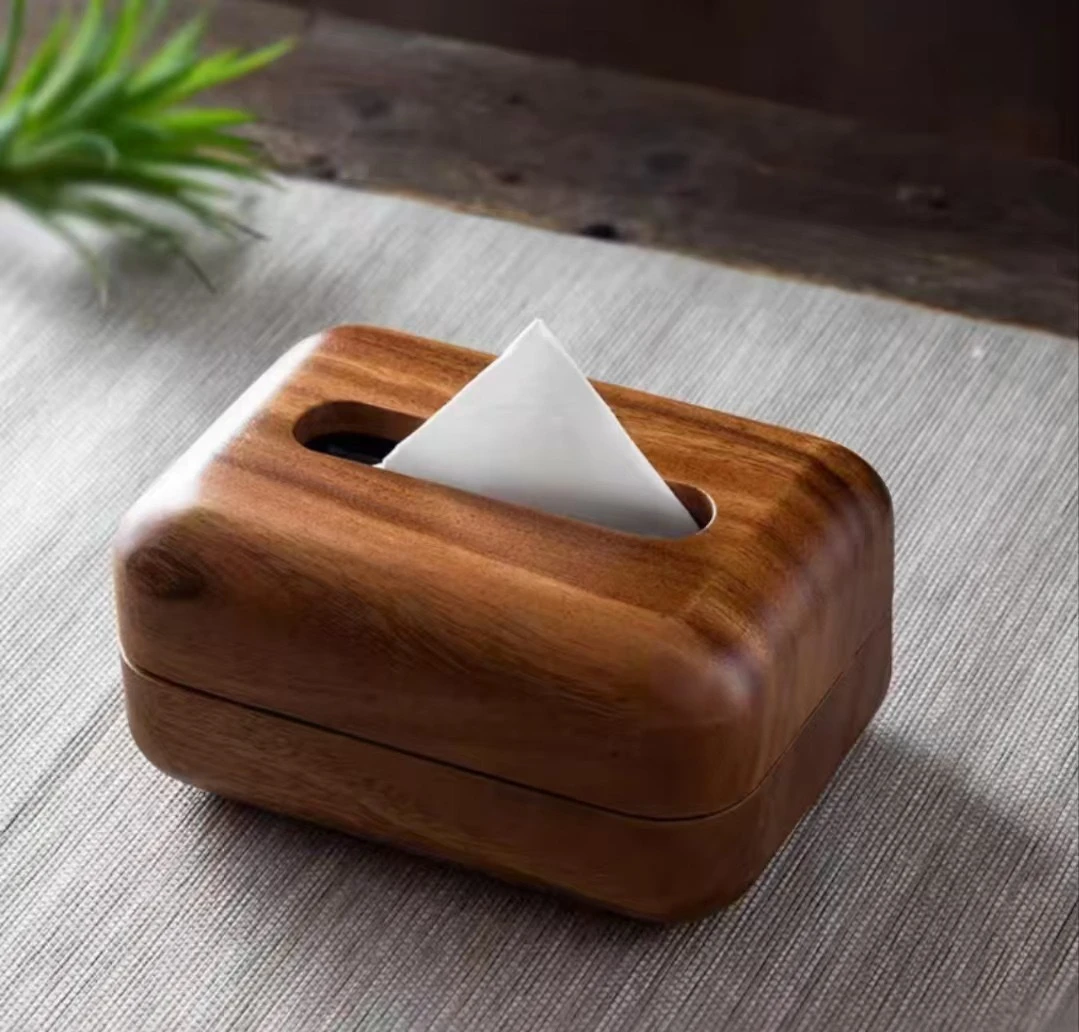 （直播间福利）实木原木胡桃色纸巾盒加大加厚的桌面纸巾盒