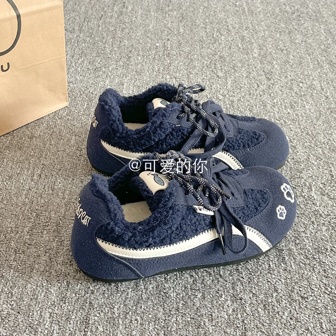 韩系勃肯板鞋女鞋冬季新款2025爆款二棉鞋百搭小白鞋子加绒休闲鞋