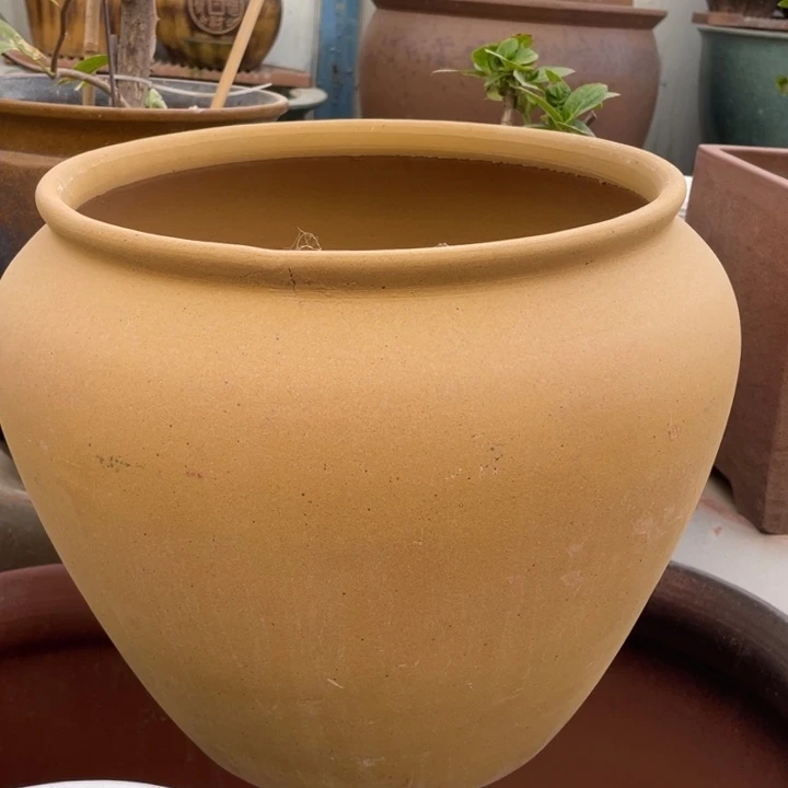 紫砂花盆高30口30黄色瑕疵
