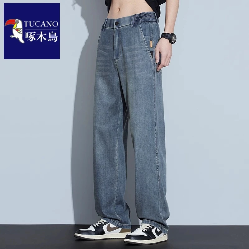 啄木鸟秋季新款美式复古牛仔裤男士舒适宽松直筒潮牌百搭休闲长裤