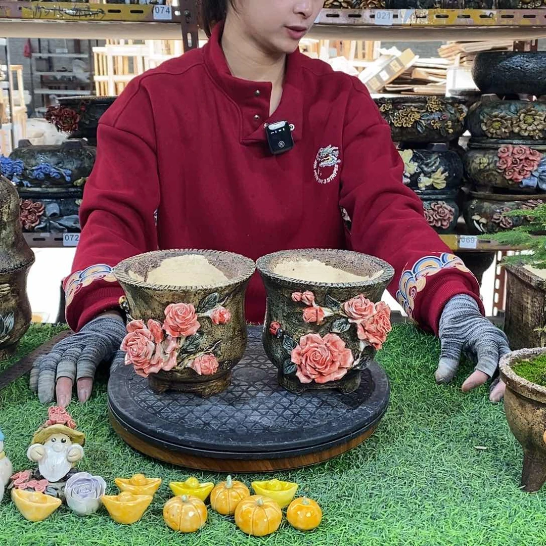 红陶青藤花器多肉花盆