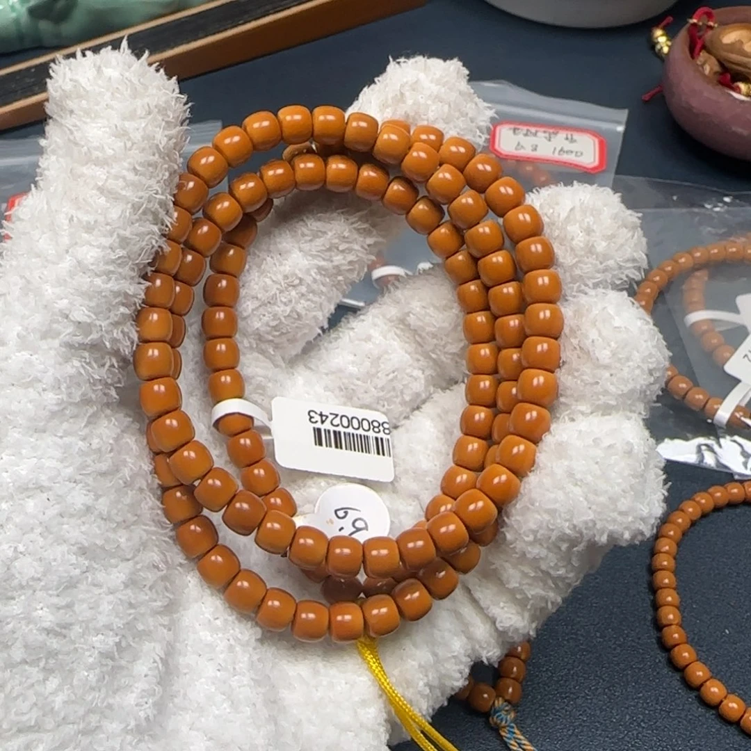 橄榄核手串老挝长串极限弧三花无白6.9mm