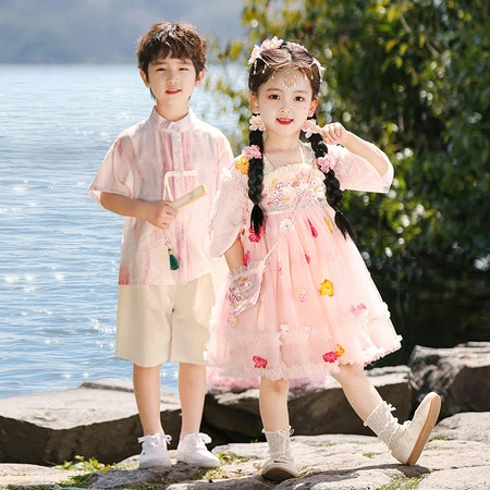 六一演出服中国风男演出服夏装女童公主洋气夏季宝宝古风