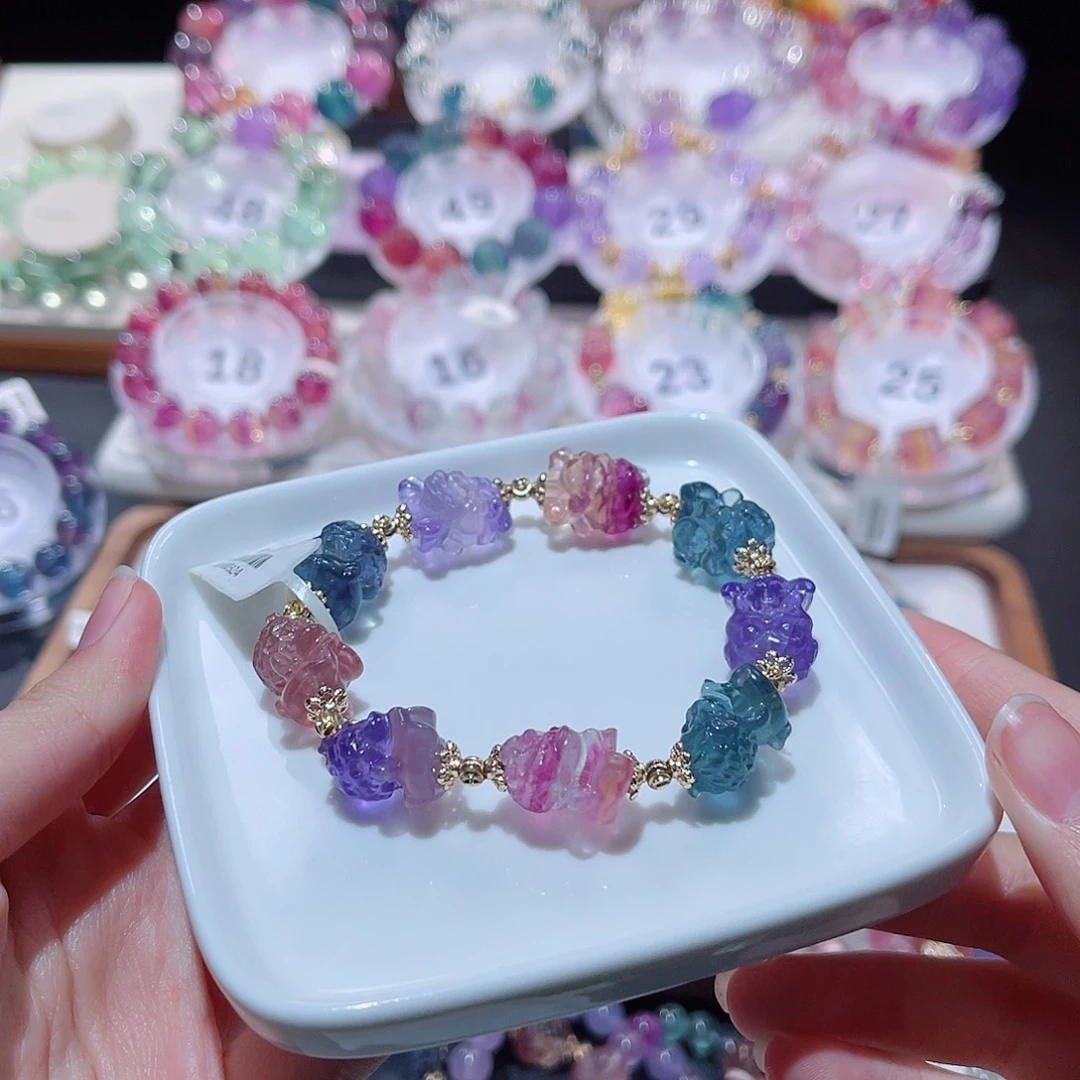 水晶手串未镶嵌吞金兽萤石