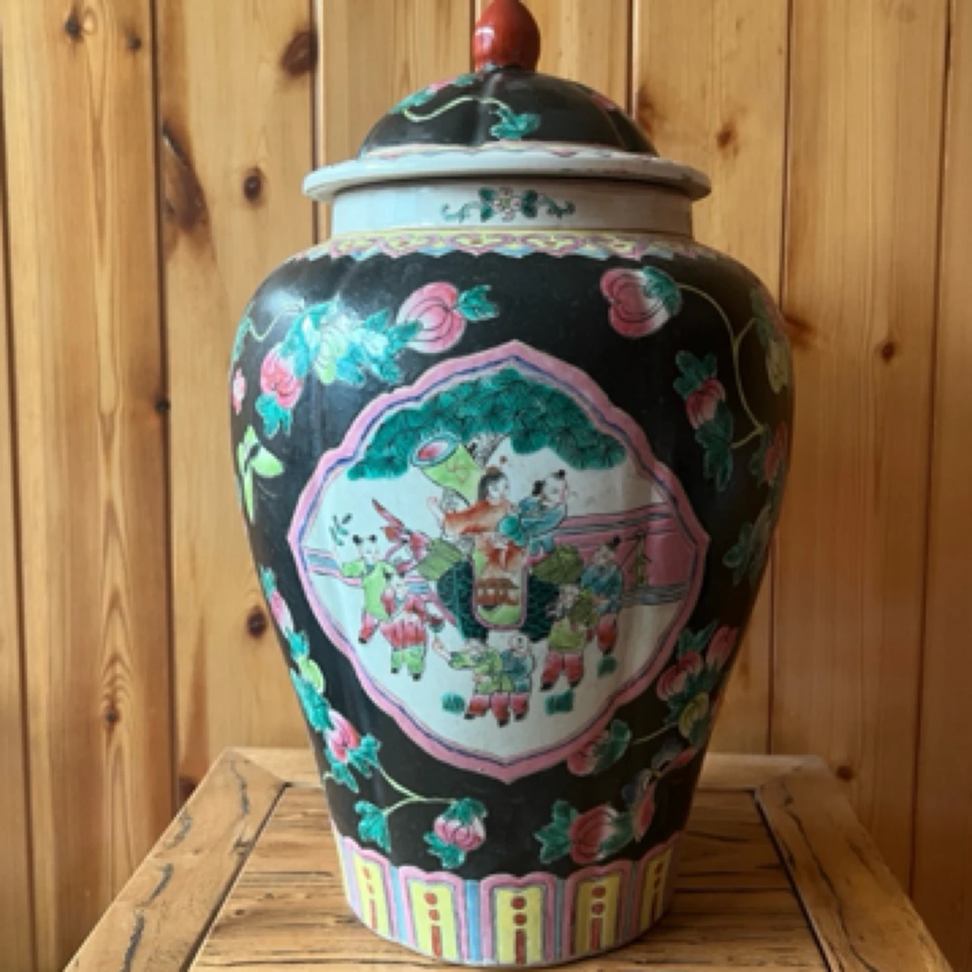 老罐子手工手绘将军粉彩八十年代老货