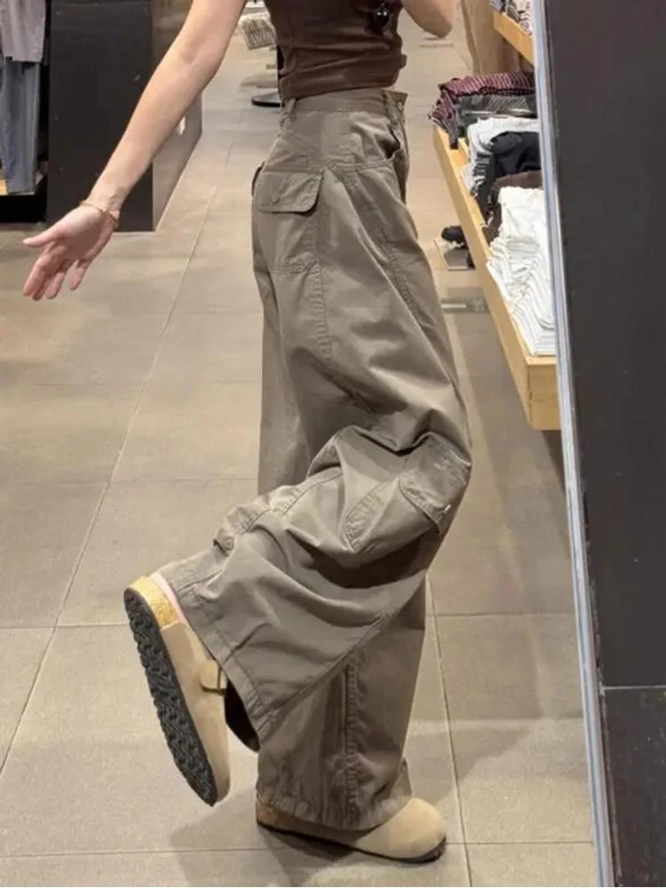 工装弯刀牛仔裤女款高腰显瘦大码小个子秋季新款时尚宽松阔腿裤子