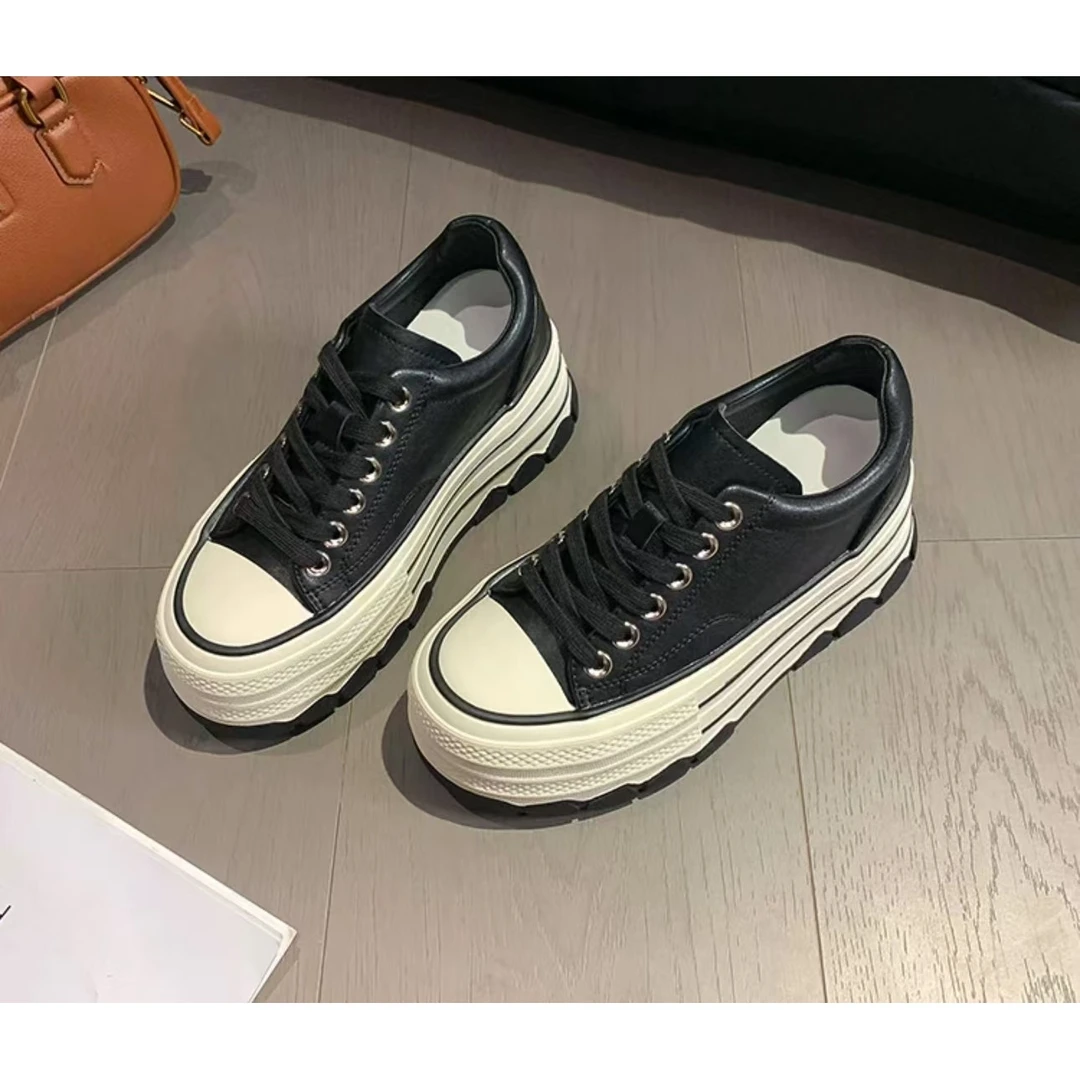 松糕厚底运动休闲板鞋女百搭小个子内增高系带小白鞋M3-19-28