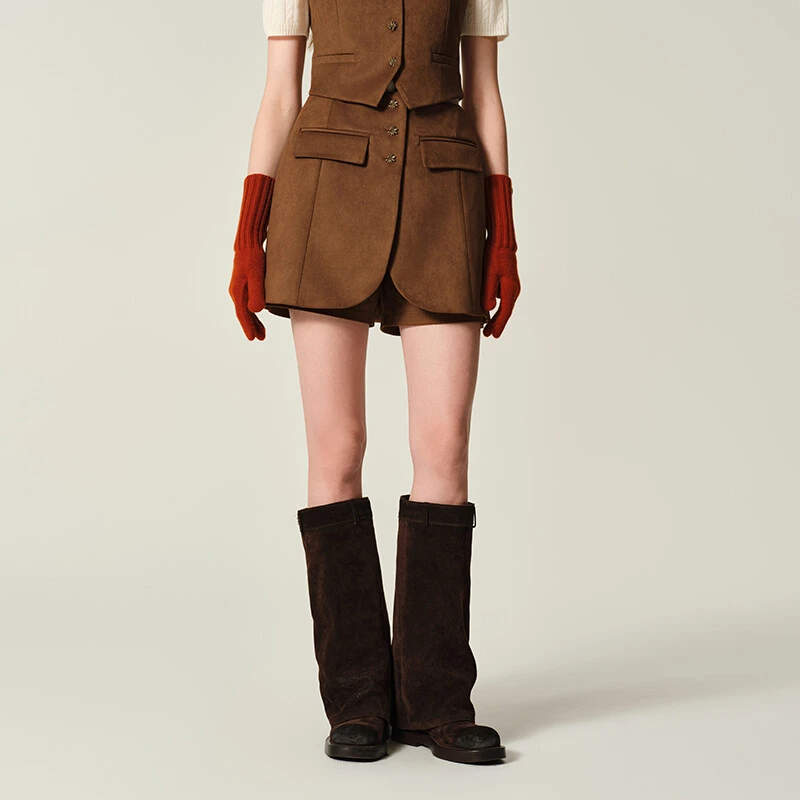 JENDES时髦B备 甄选高定休闲短裤女复古显瘦气质裙裤