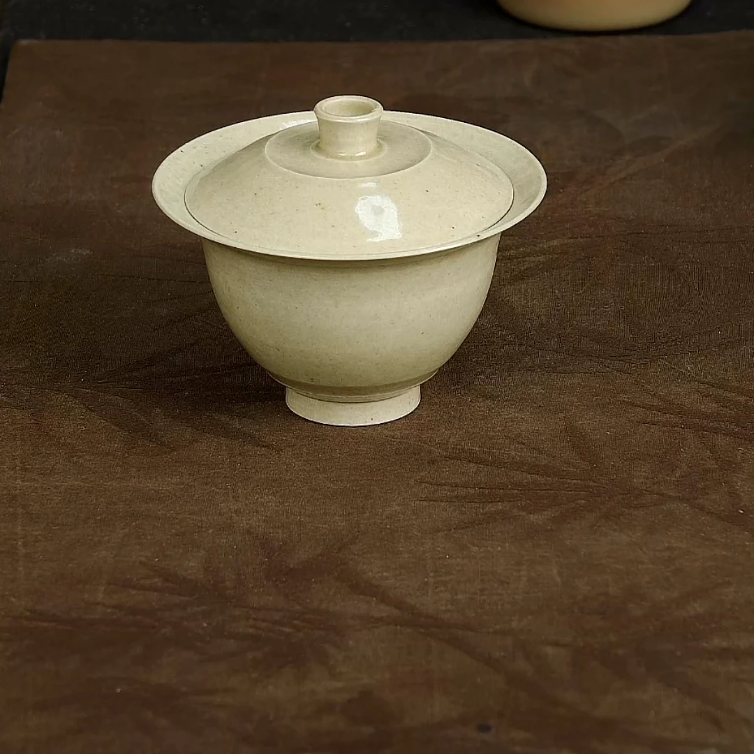 中式黄盖碗陶瓷盖碗防烫茶杯功夫泡茶碗家用单个郭老师纯手工