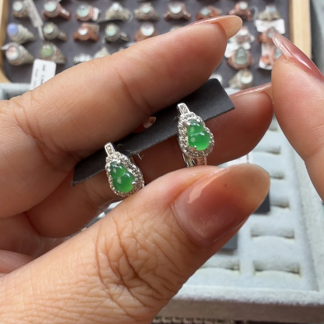 翡翠银S925镶嵌戒指8004