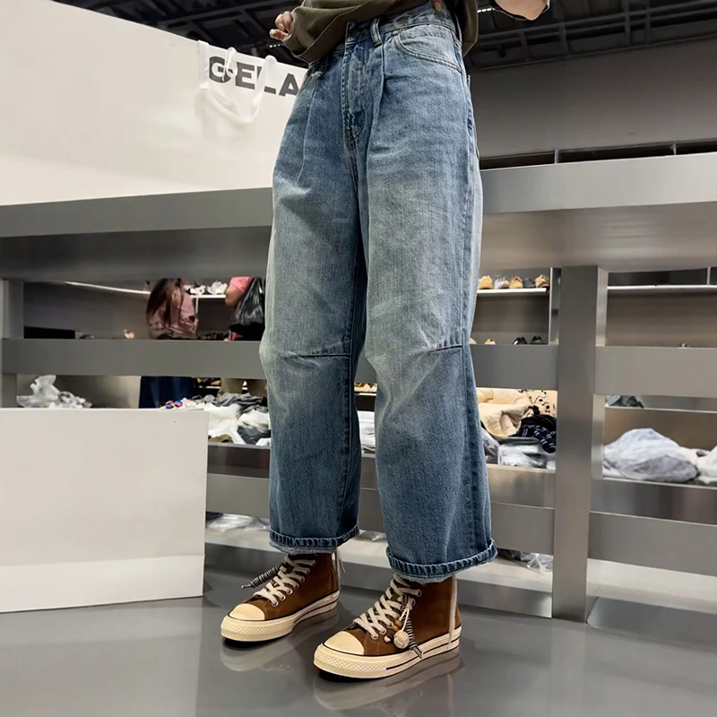 25秋新诗歌兰女装13221牛仔面包裤水洗感九分显瘦欧货I19