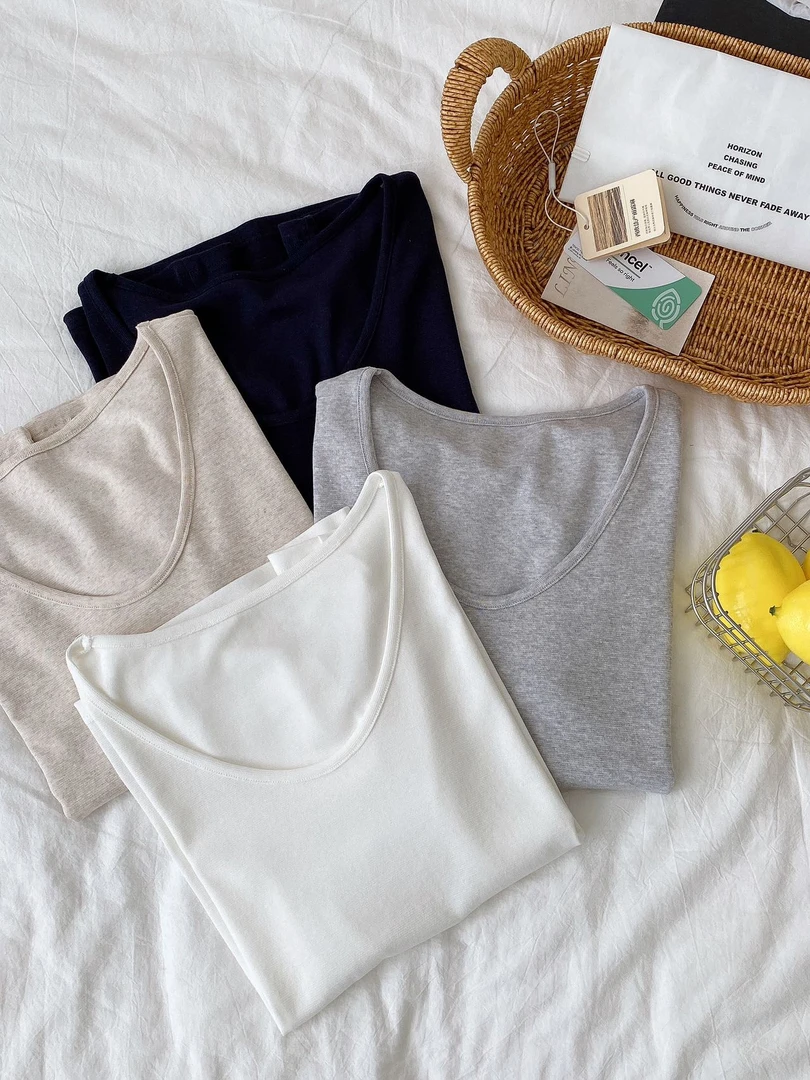 鹅蛋领莱赛尔亚麻棉T恤显瘦雨露麻针织亚麻薄款纯色短袖上衣