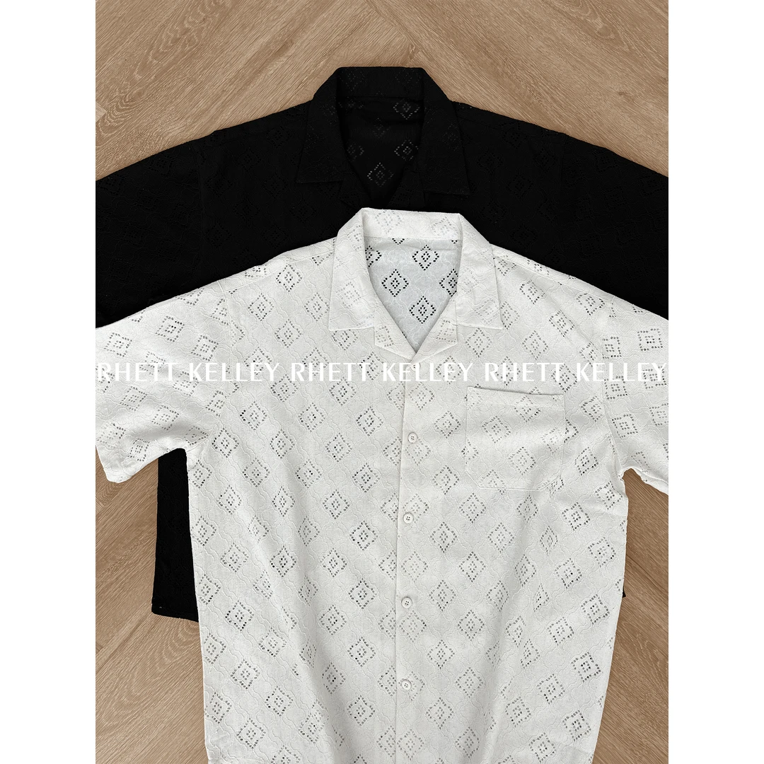 『凉感冰丝 镂空轻盈』夏日休闲度假风镂空提花透气百搭短袖衬衫