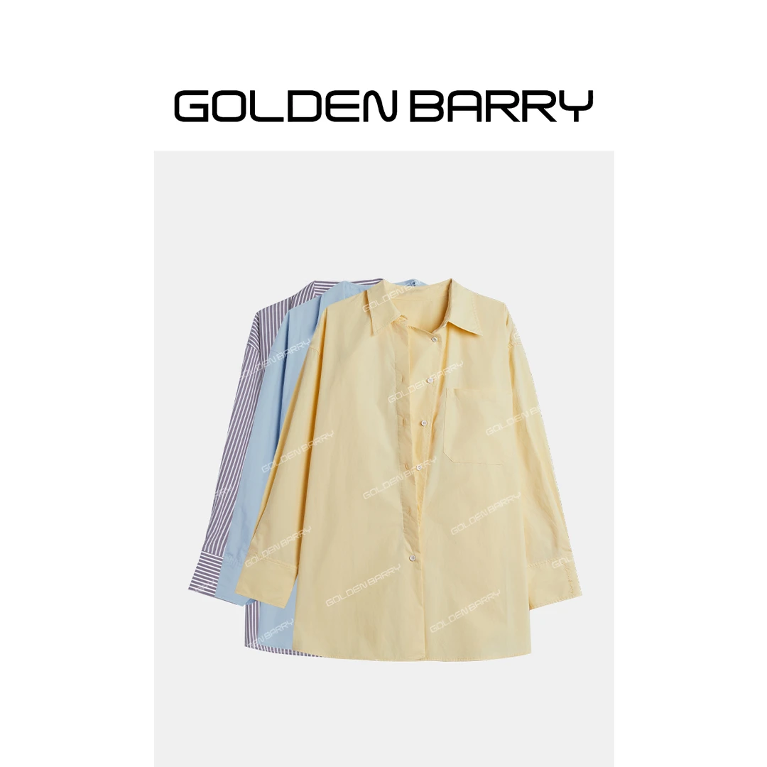GOLDENBARRY| 212515 长袖温柔衬衣百搭时尚休闲条纹阔版衬衫