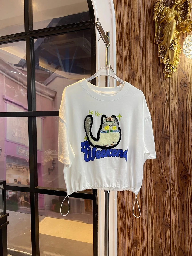 【不退不换清库存】新款时尚设计师趣味猫咪卡通休闲潮流短袖百搭