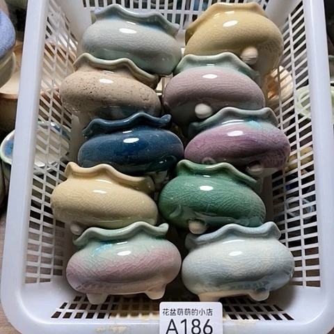 紫砂花盆186微瑕品口径4.5左右