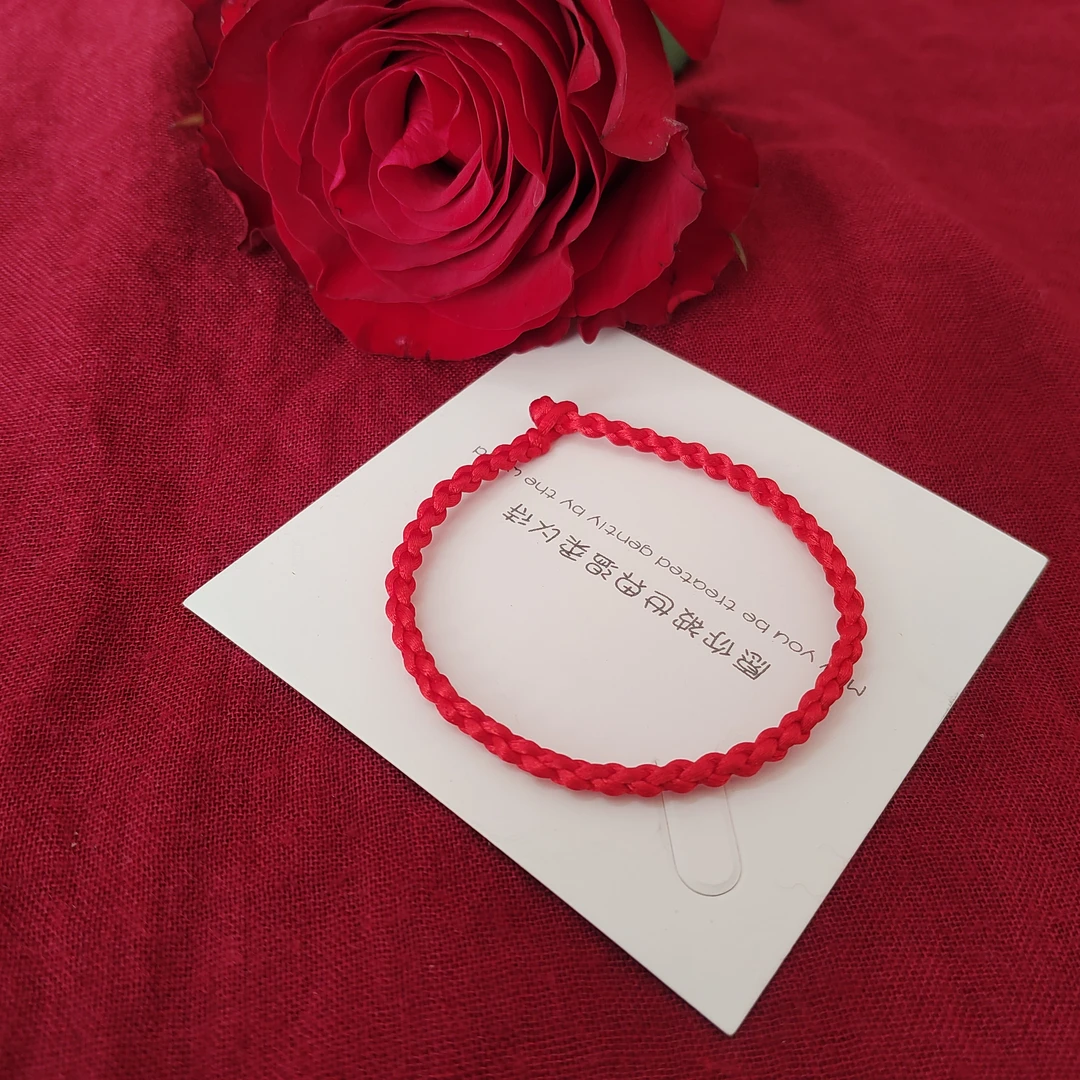 非金属布艺手链 本命年过年四股编小红绳手串