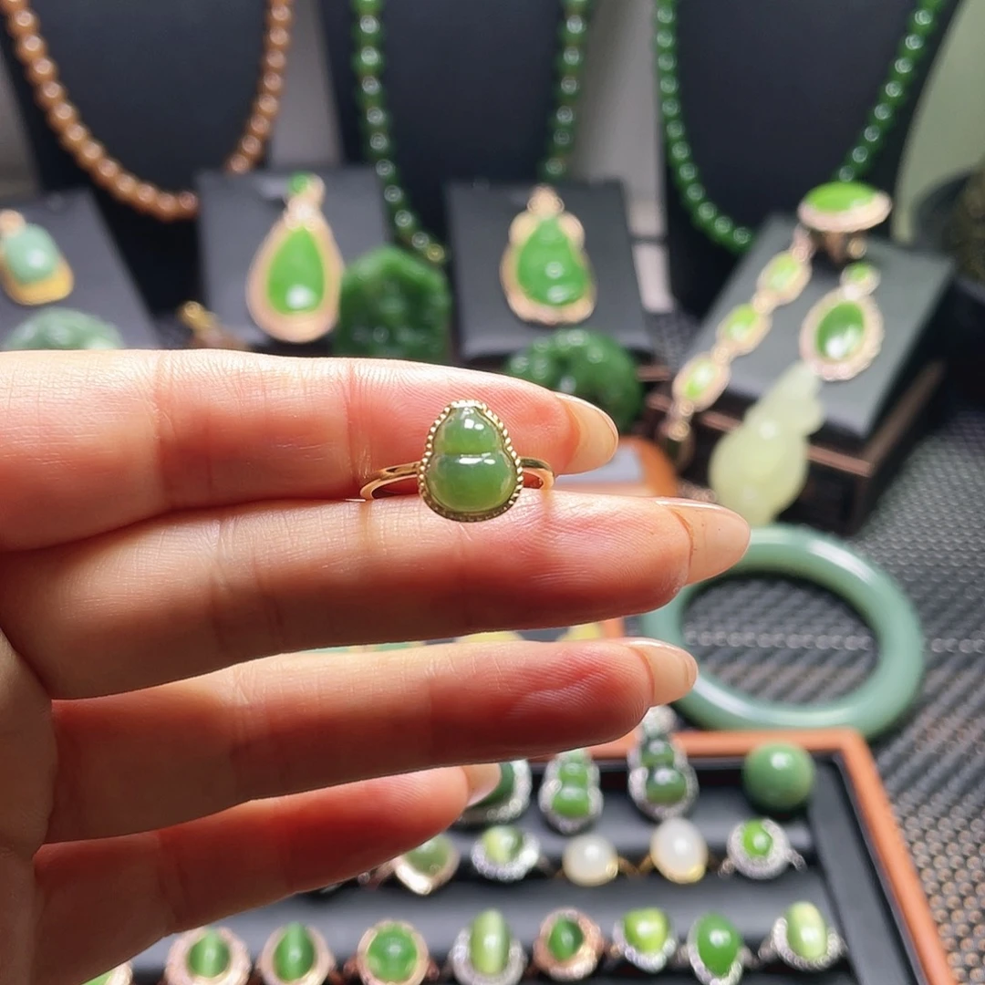 和田玉银S925镶嵌戒指