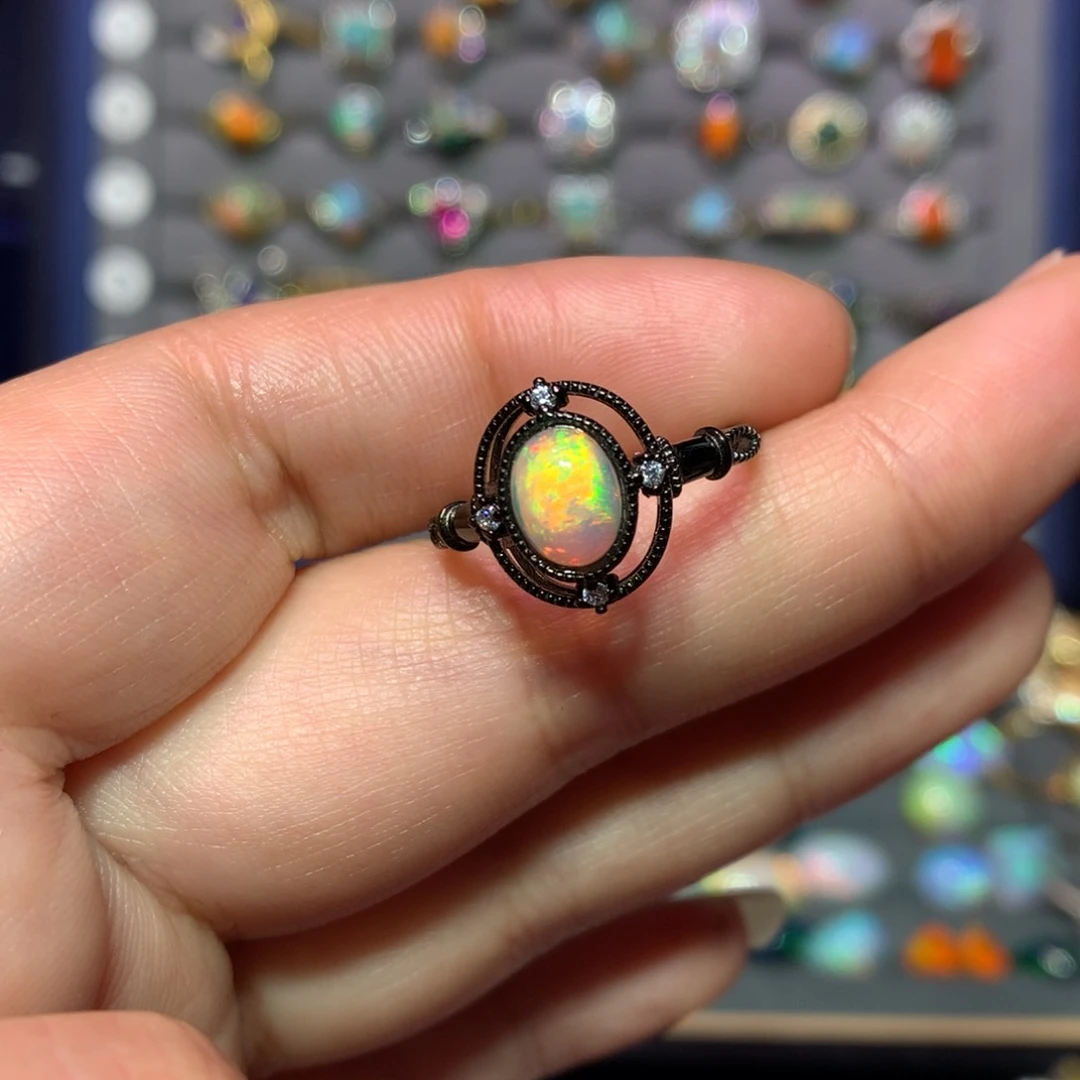 欧泊戒指款式银S925镶嵌