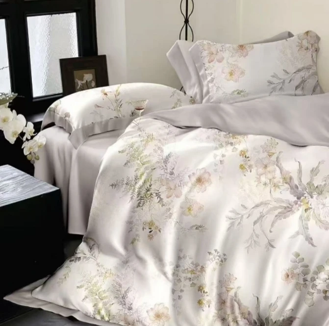 蚕丝拼角100S兰精天丝夏被烟花间-粉150*200/200*230夏凉被