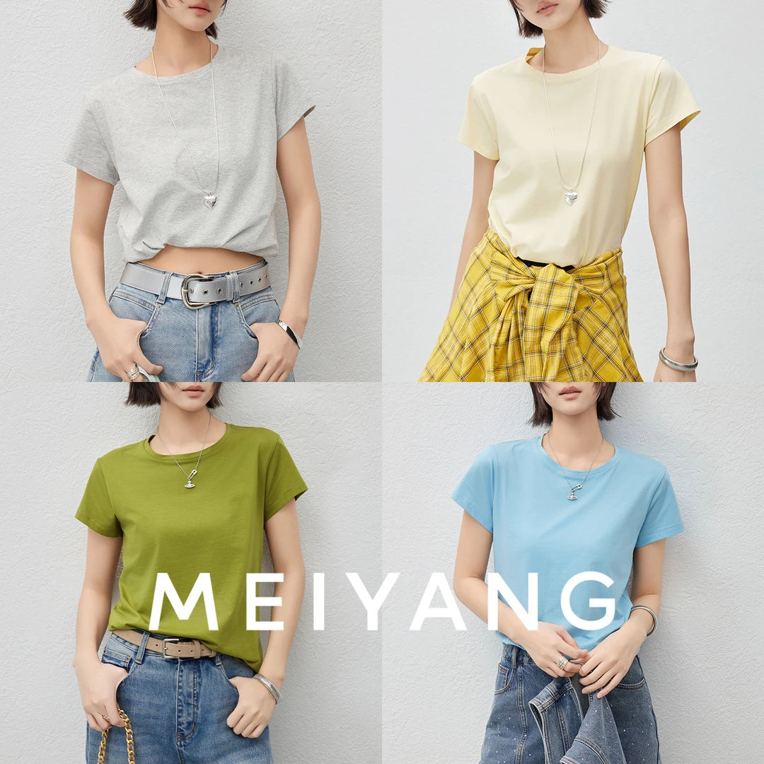 美洋MEIYANG 椰云T恤【商场同款】40S高棉拉架_平纹肌理上衣显瘦