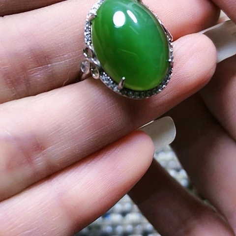 和田玉银S925镶嵌戒指