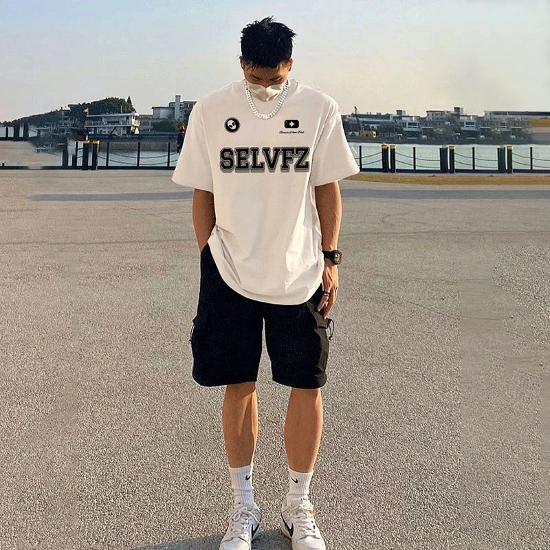 美式重磅2025春夏正肩260克纯棉短袖t恤男款潮牌健身白色潮流半袖