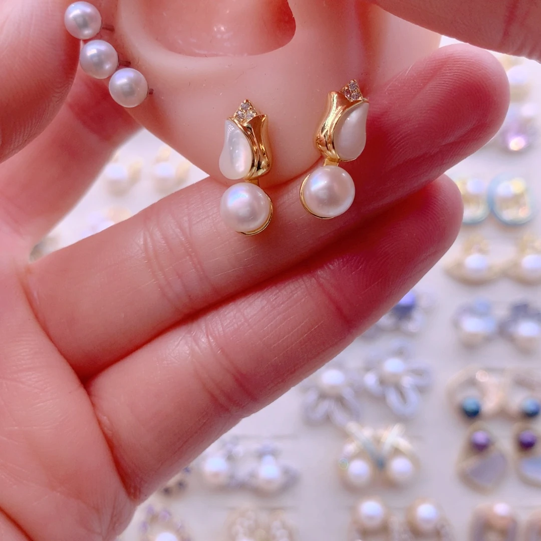 耳饰合金淡水珍珠