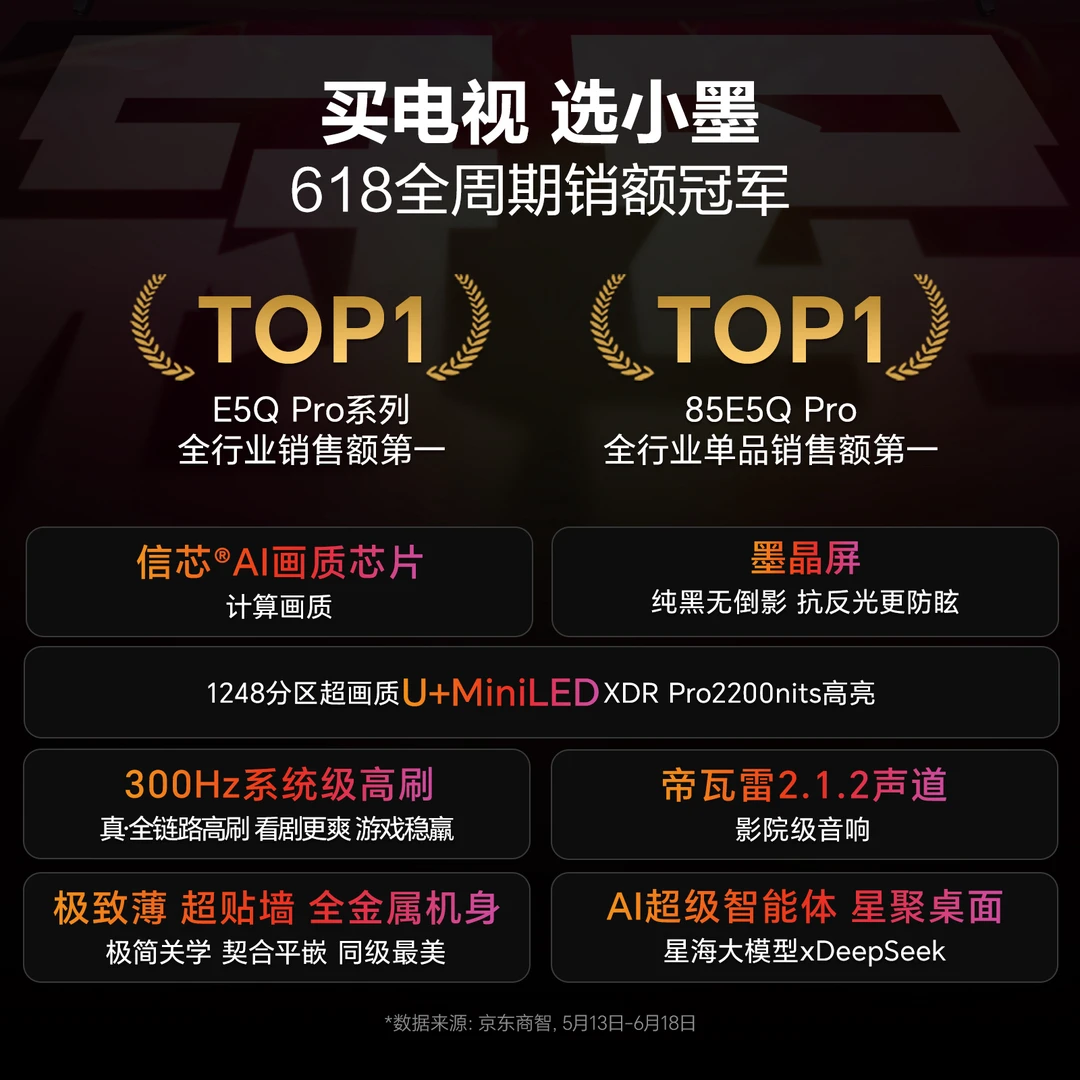 【肥娟同款】海信小墨E5Q Pro 85英寸U+MiniLED抗反光防眩光电视机