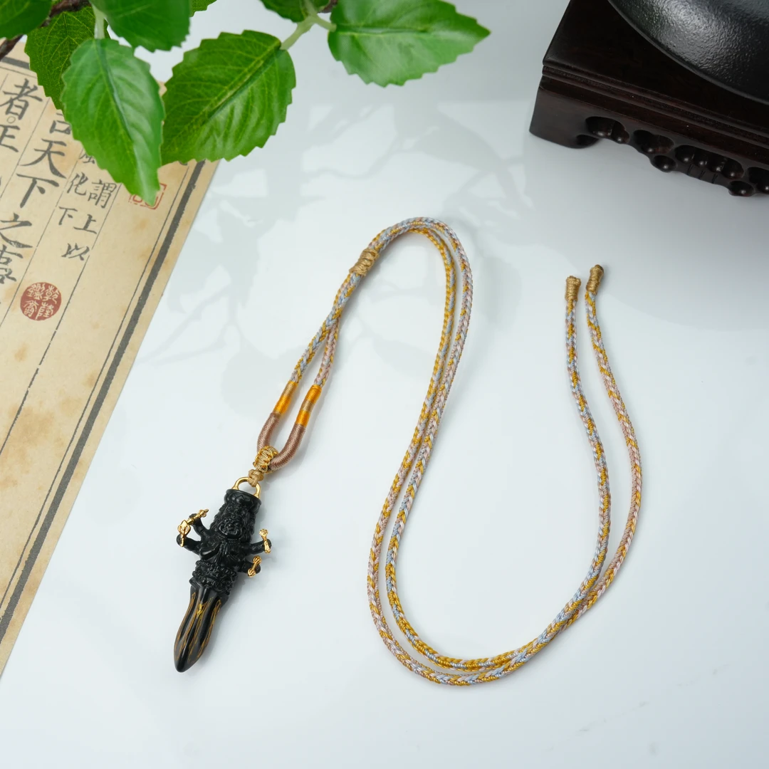【扶摇臻选】银镶普巴金刚橛和田玉(青花聚墨)吊坠多样性发其一9710