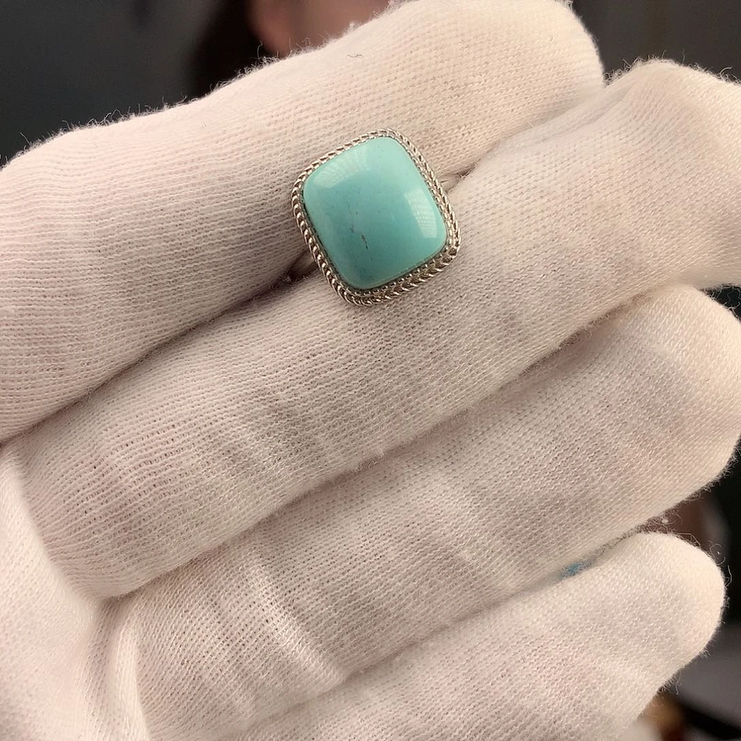 绿松石银S925镶嵌戒指