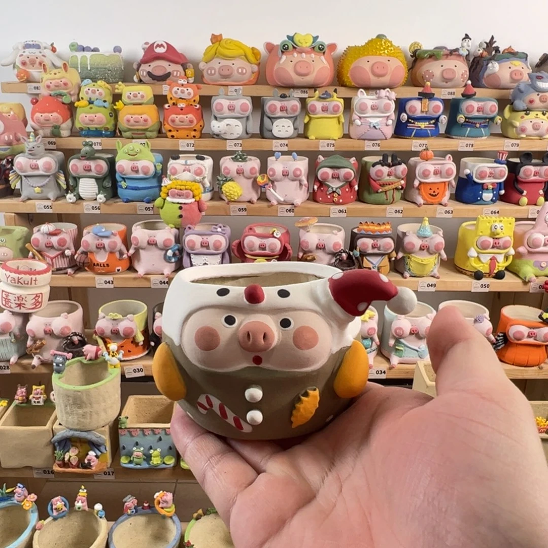 387雪人猪猪盆口5.8高5.5特价满48元包邮不退不换