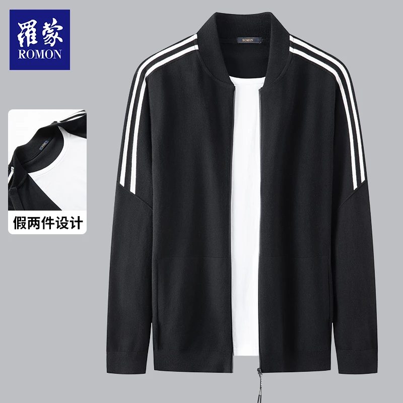 【雯潞专属】罗蒙男士新款商务休闲撞色针织衫外套JLJ11018