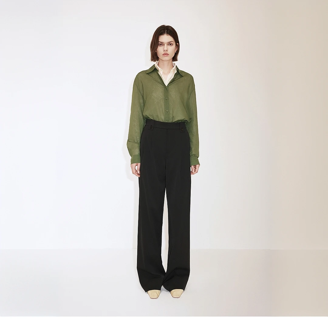 欧时力UPF50+防晒直筒裤阔腿长裤女新款显瘦通勤