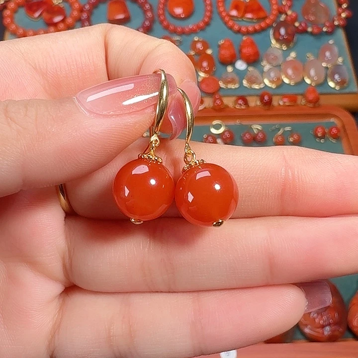 南红玛瑙银S925镶嵌保山柿子红11+