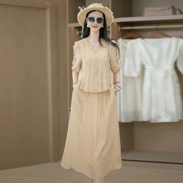 新款妈妈装2025年优雅气质百搭修身显瘦连衣裙女装简约假两件裙子