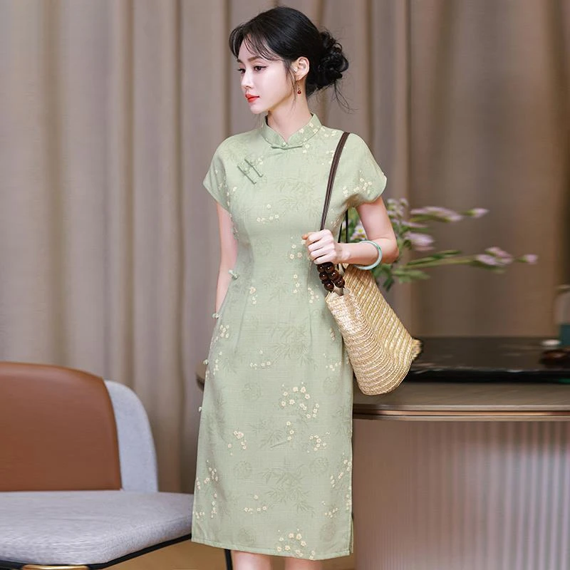 一举夺魁绿色高考旗袍2025新款旗开得胜妈妈穿的中考送考服年轻款