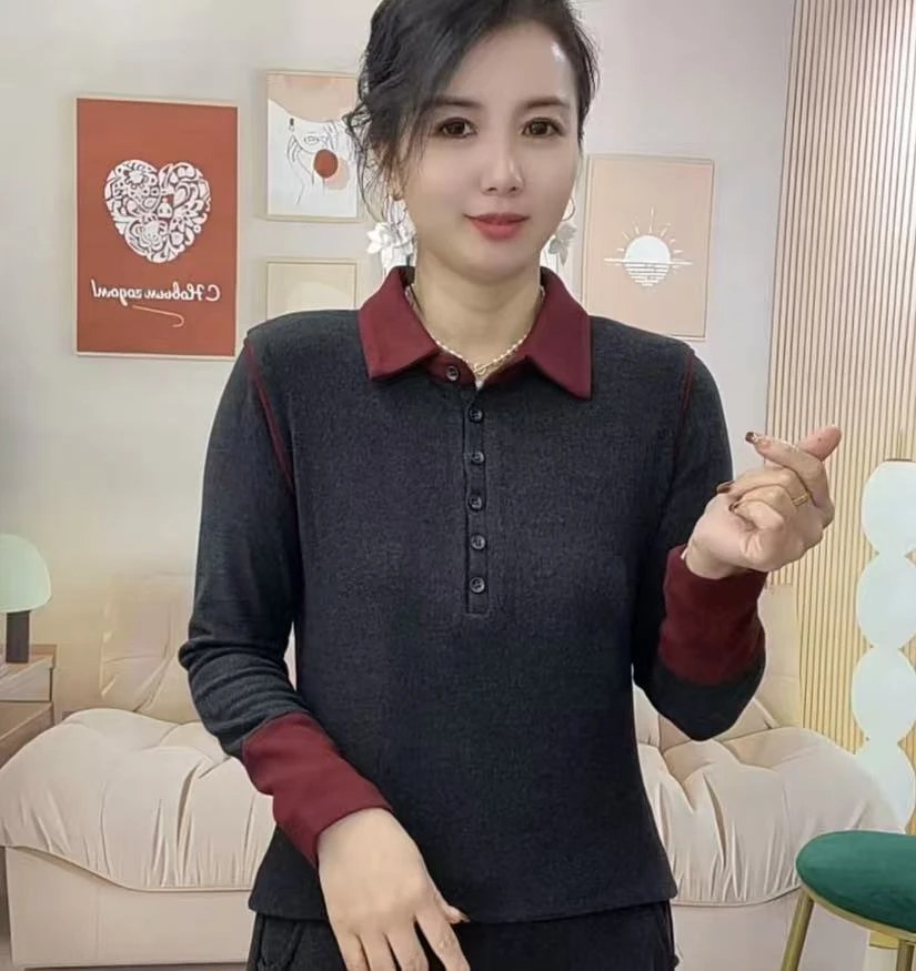 2025冬季保暖翻领身显瘦百搭女神打底女士上衣小衫#1117
