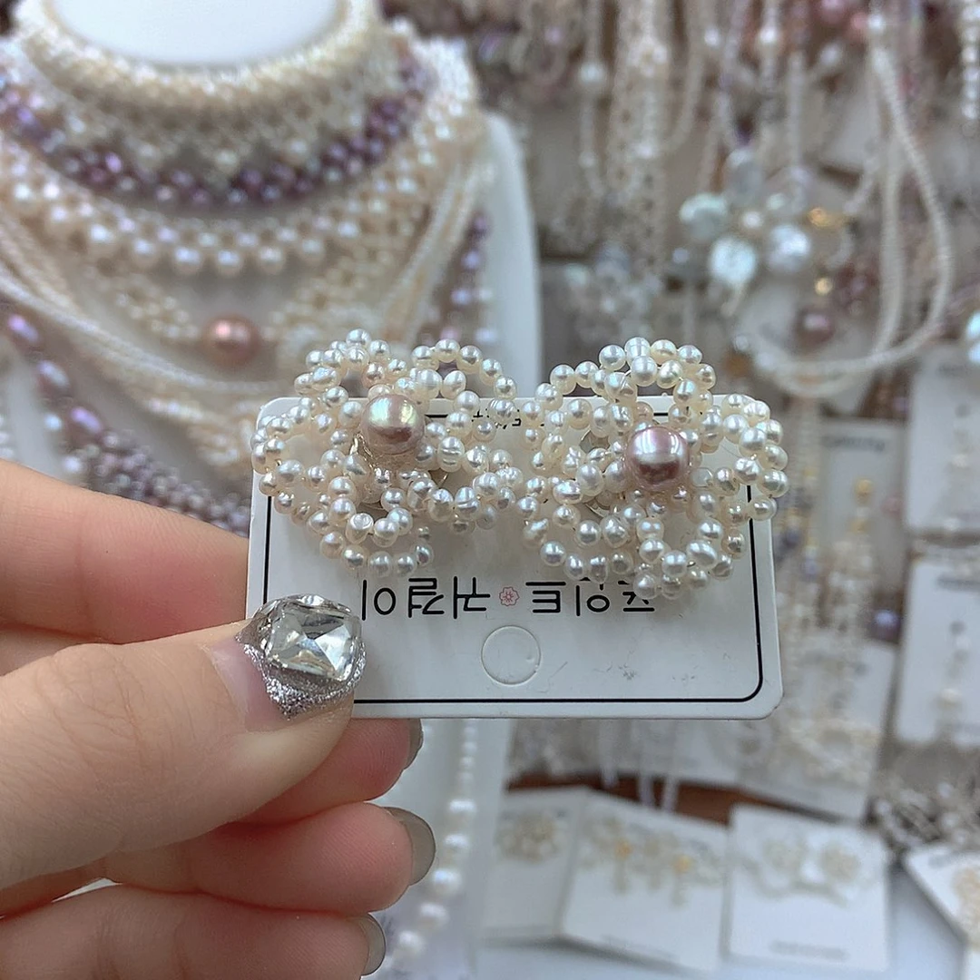 银S925镶嵌淡水珍珠耳饰