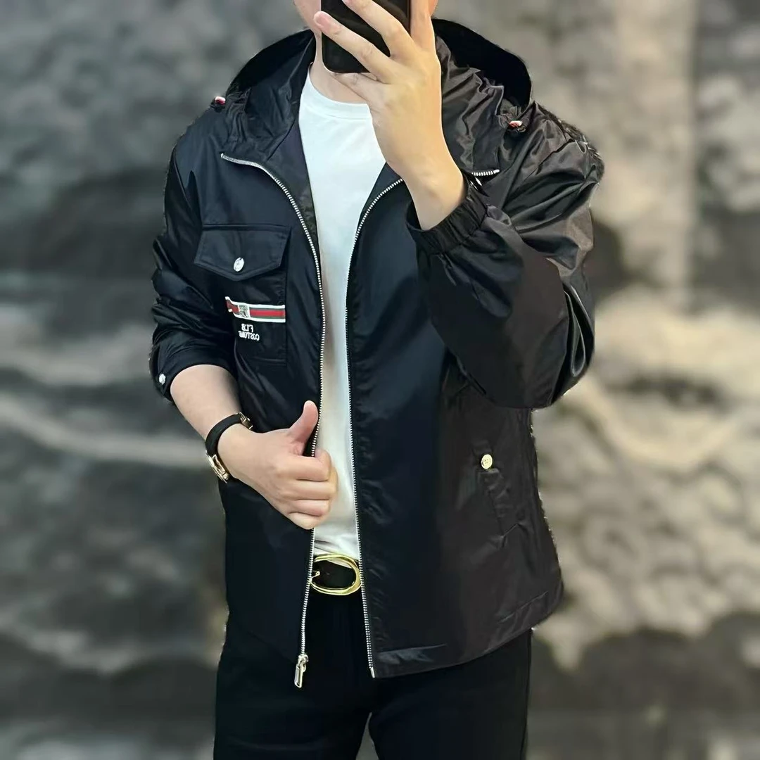 新款高端男士潮流百搭个性休闲连帽夹克6293