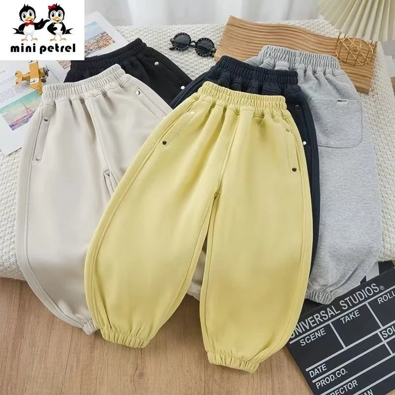 【挺括有型】重磅340克25春款男女童弯道宽松裤LenKid-钉扣一字兜