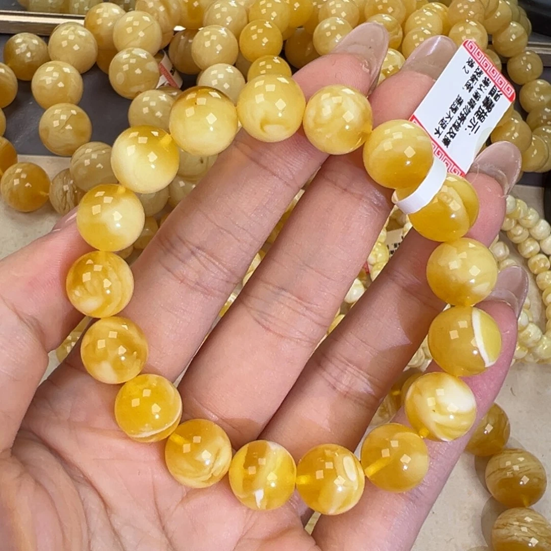 手链琥珀未镶嵌15.7金瓷白