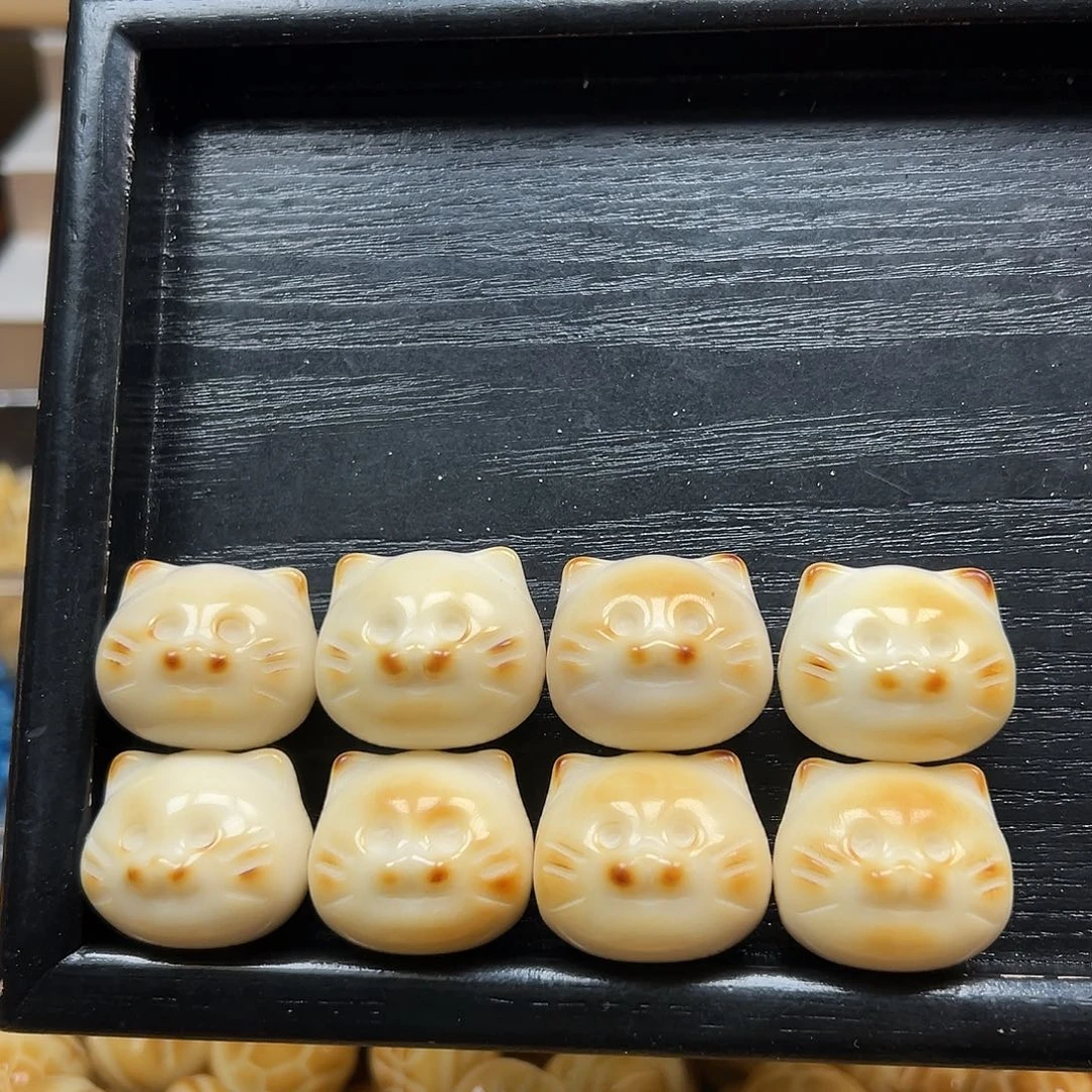 手串菩提根/象牙果瑕疵炭烤胡须猫头10颗配大小竖孔