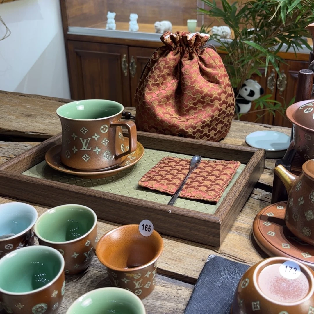 草木灰老花咖啡杯