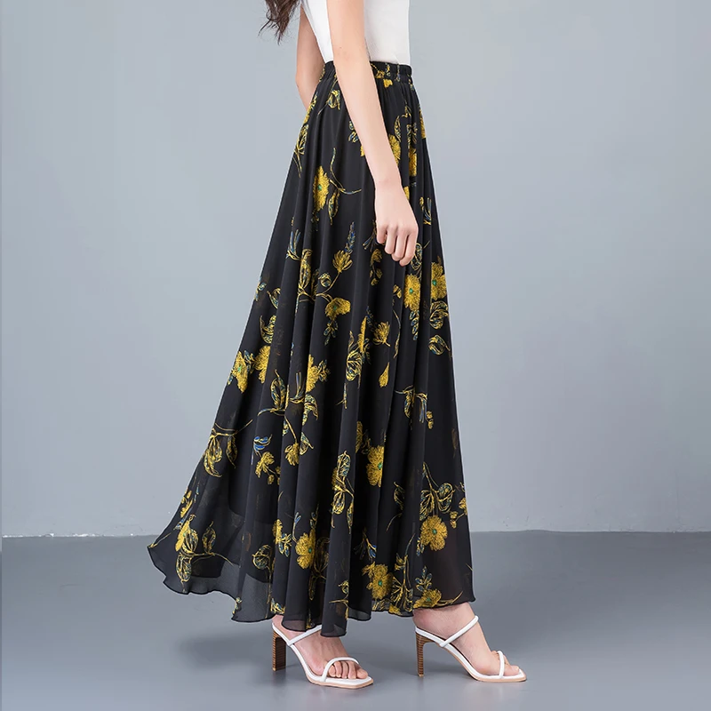 碎花雪纺半身裙女大摆长裙2025新款高腰显瘦气质复古大码a字伞裙