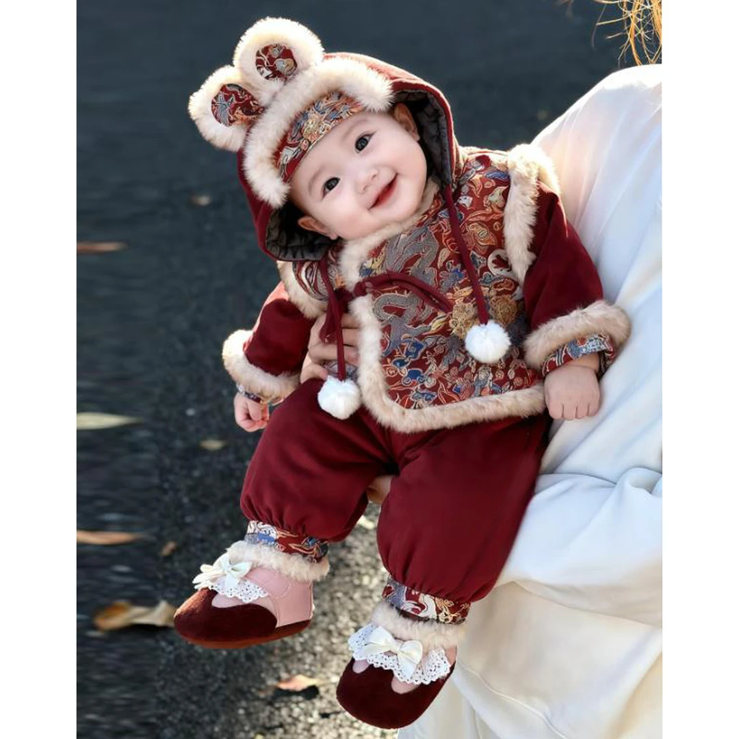 婴儿拜年服宝宝周岁礼服抓周男宝新年衣服冬装加厚过年中国风唐装