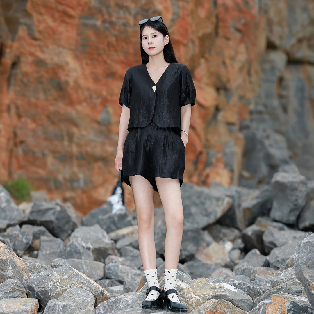 V.kekou简约通勤休闲风时尚套装宽松衬衫S6253423