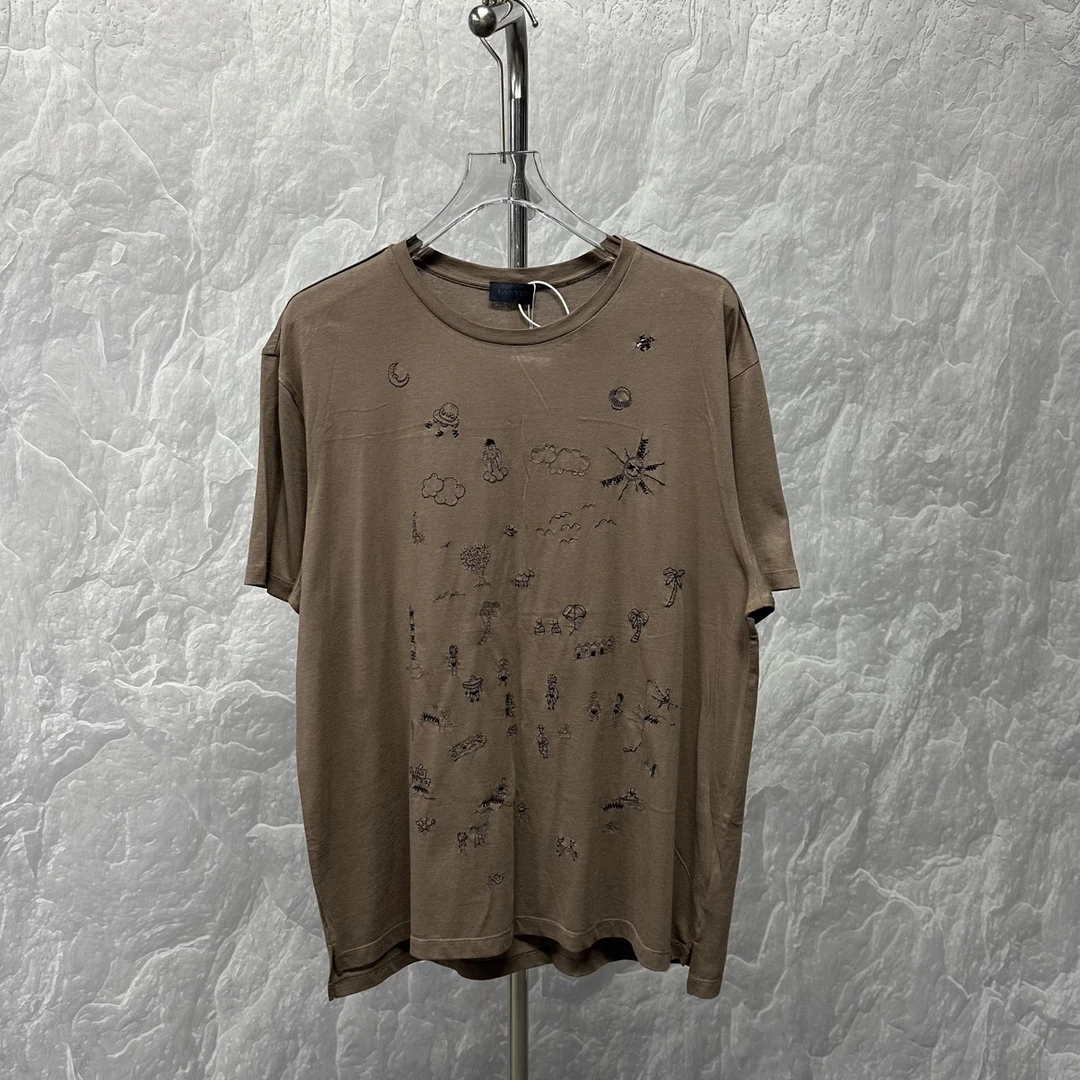 99新 LANVIN  浪凡 童趣图案刺绣短袖 XL码 D18850